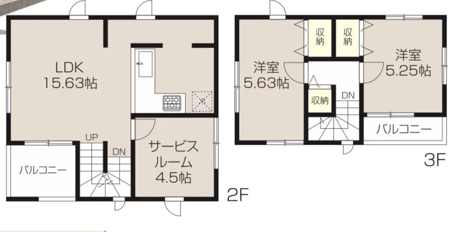 2階および3階間取り図